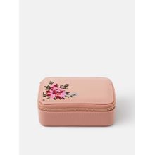 Accessorize London Women's Pink Small Floral Embroidered Jewellery Box