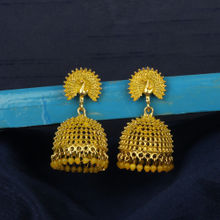 Anika's Creations Designer Gold Plated Enamelled Traditional Partywear Yellow Jhumki