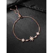 Peora Cubic Zirconia Star Studded Rose Gold Plated Adjustable Bracelet