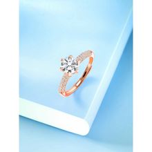 Peora Rose Gold Plated Cubic Zirconia Adjustable Finger Ring