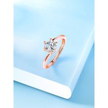Peora Rose Gold Plated CZ Solitaire Adjustable Finger Ring