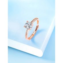 Peora Rose Gold Plated CZ Adjustable Finger Ring