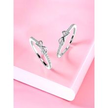 Peora Silver Plated Cubic Zirconia Adjustable Toe Rings