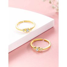 Peora Gold Plated White Cubic Zirconia Adjustable Toe Rings
