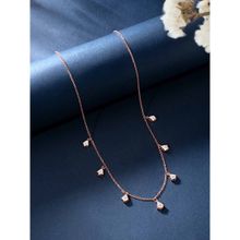Peora Rose Gold Plated Cubic Zirconia Stud Drop Pendant Chain
