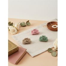 Accessher Women Multi-Color Matte Flower Hair Claw Barrettes Clips (Pack of 3)