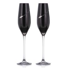 Diamante Black Silhouette Flute Set Of 2