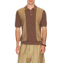 Beams Plus Knit Polo Front Stripe Jacquard