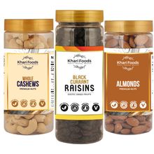 Khari Foods Almonds, Raisins, Cashew Dry Fruits Combo Pack