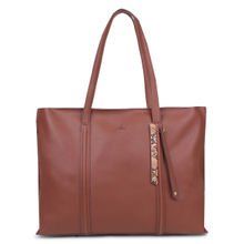 Yelloe Tan Solid Synthetic Leather Upto 14 Inch Laptop Tote Bag