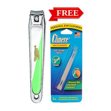 Feather Nail Clippers Small 66mm (2.6) Green with Free Clinere Ear Cleaners 2Pcs