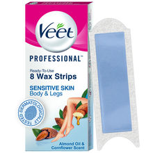 Veet Professional Waxing Strips Kit for Sensitive Skin, 8 Strips