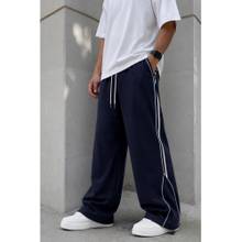 Kvetoo Mens Navy Blue Wide Leg Relaxed Fit Gym Trackpant