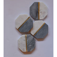 The Pitara Project Coasters Marble Square Grey/White