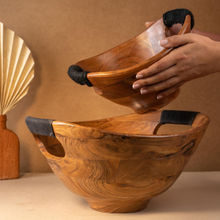 The Pitara Project Serving Bowl Wooden Boat with Rope (L)
