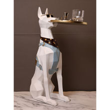Smokey Cocktail White Doberman Butler Sculpture