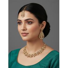 I Jewels Gold Plated Pink Stone Studded Jewellery Set for Women