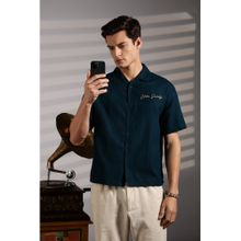 Eszett Elite Society Embroidery Boxy Fit Blue Shirt