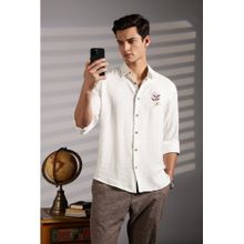 Eszett Floral Embroidery Cream Shirt