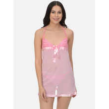 Mod & Shy Pink Sexy Mesh Net Nightwear Baby doll Dress With G-String