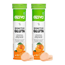 OZiva Bioactive Gluta Fizzy (L-Glutathione), Reduce Cellular Damage on Skin- Orange (Pack of 2)
