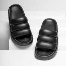 Red Tape Womens Solid Black Sliders