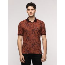 Crocodile Abstract Tropical Leaf Printed Polo T-Shirt