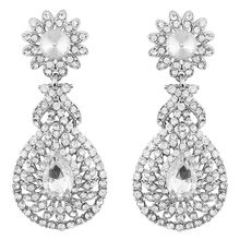 Peora Indian Festive Silver Plated Pear Shape Austrian Diamond Earrings For Women Girls (PF37E2100W)