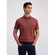 Pepe Jeans Men Brown Cotton Solid Half Sleeves Relaxed Fit Polo T-Shirt