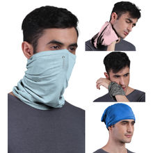 FREECULTR Unisex Plain Bamboo Bandana Anti Microbial Multipurpose Cloth Face Mask (pack Of 4)