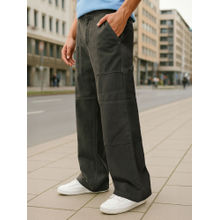 Bewakoof Men's Olive Baggy Fit Carpenter Mid-Rise Jeans