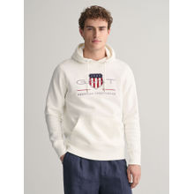 GANT Men White Solid Hooded Full Sleeves Sweatshirt