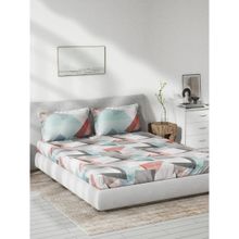 Ddecor Live Beautiful Cotton 136 Tc King Fitted Bedsheet With 2 Pillow Covers - Red