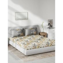 Ddecor Live Beautiful Lure Floral Cotton King Bedsheet With 2 Pillow Covers - Yellow