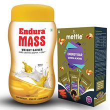Endura Mass Weight Gainer Banana With Mettle Quinoa Almond Energy Bars Combo