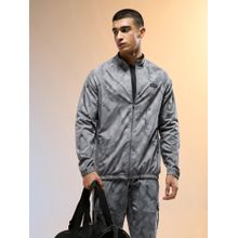 Technosport Men Grey Printed Slim Fit High Neck Sports Jacket
