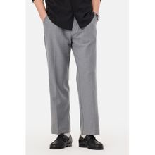 Snitch Dark Grey Self-Design Loose Formal Trouser for Men