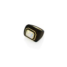 Isharya Meraki Black Enamel Resin Ring In 18Kt Gold Plated