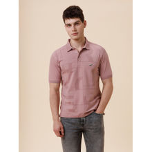 Crocodile Mens Solid Half Sleeve Casual Mauve Polo T-Shirt