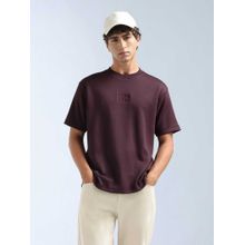 Flying Machine Men Wine Cotton Relaxed Fit T-Shirt