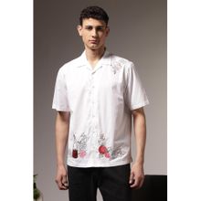 Eszett Men Green Cotton Embroidered Shirt