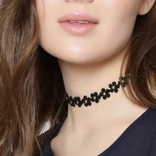 Fabula Jewellery Black Floral Bloom Fashion Choker Necklace For Women & Girls