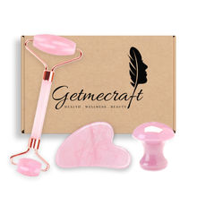 Getmecraft Rose Quartz Face Roller And Gua Sha Set With Rose...