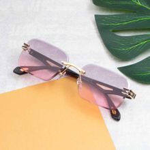 TED SMITH Unisex Polycarbonate Uv Protection Rimless Rectangle Shape Purple Lens Sunglasses