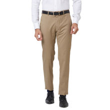 Raymond Slim Fit Self Design Dark Fawn Trouser