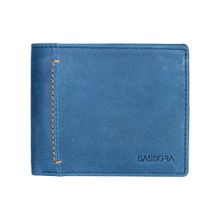 Sassora Navy Blue 100% Premium Leather RFID Bi-Fold Wallet