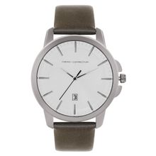 French Connection Steward Silver Round Analog Watch with Green Strap for Men - Fcn00058C (M)