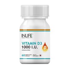 INLIFE Vitamin D3 (Cholecalciferol), 1000 IU, 60 Capsules For Bone Health