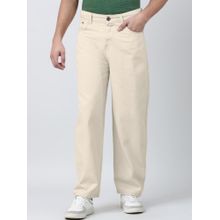 Bene Kleed Men Mid-Rise Baggy Fit Cotton Off White Jeans