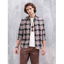 WROGN Men Patchwork Multi-Weave Check Slim Fit Black Shirt